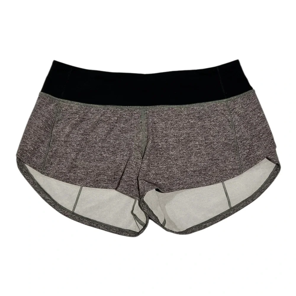 Lululemon Women's 4 Run Shorts Gray‎ Heathered Black Athletic Activewear